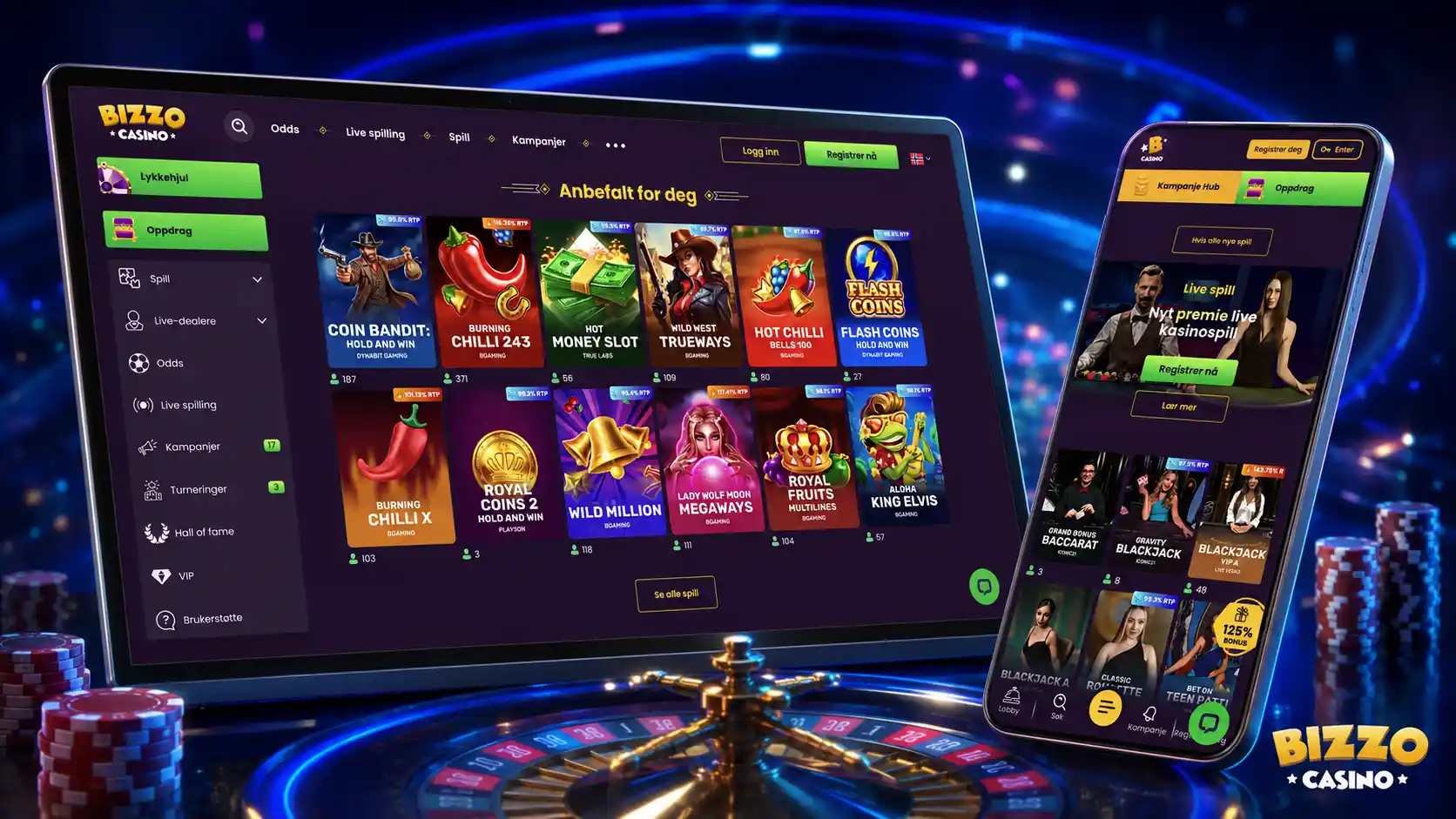 Casinospill hos Bizzo Casino