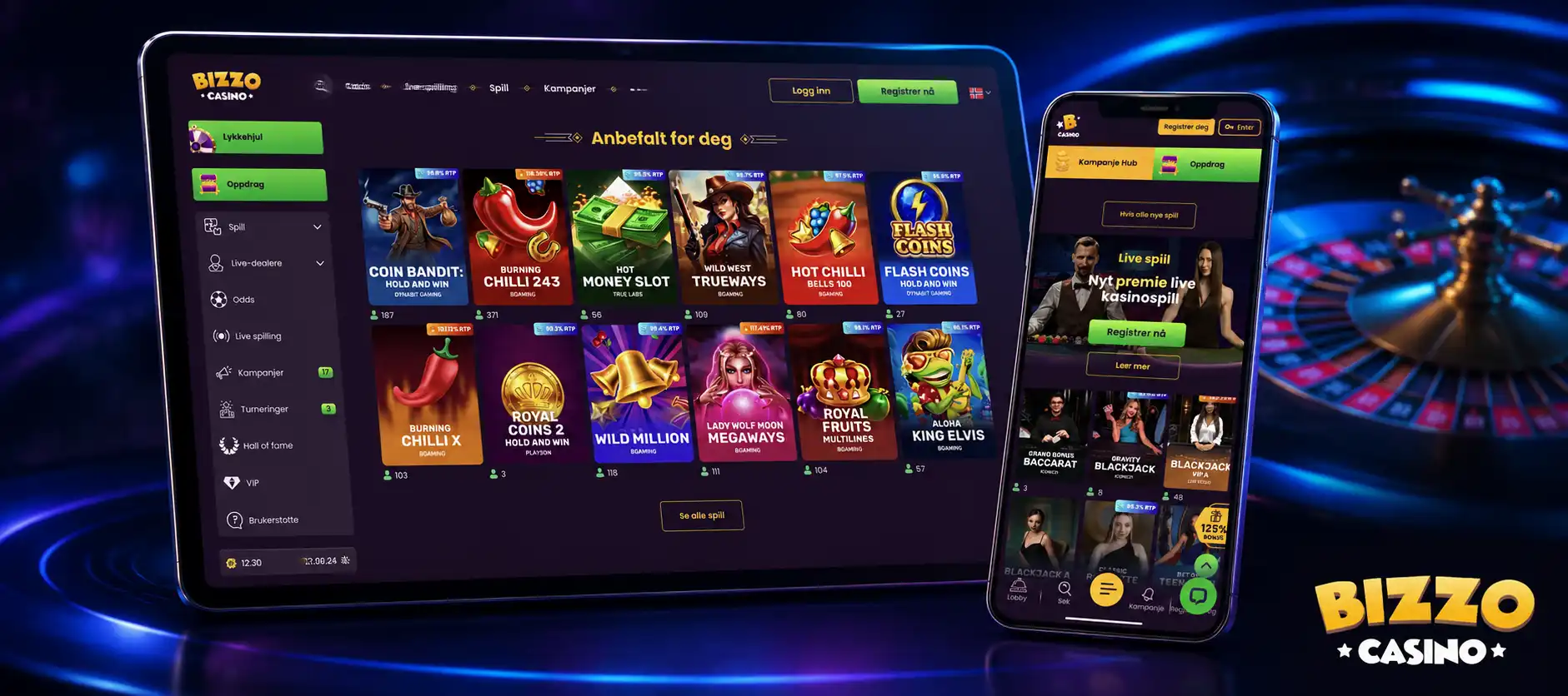 Registrering og innlogging hos Bizzo Casino